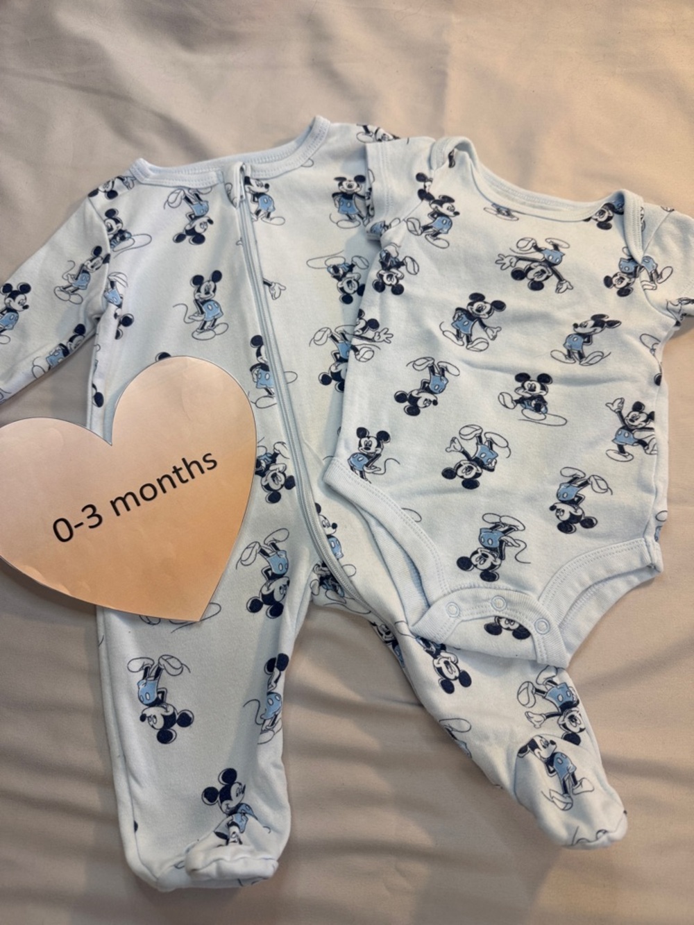 Disney - Light Blue Mickey Mouse Sleeper and Bodysuit Set